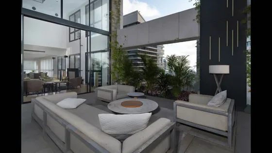 Sheltered terrace and greenery